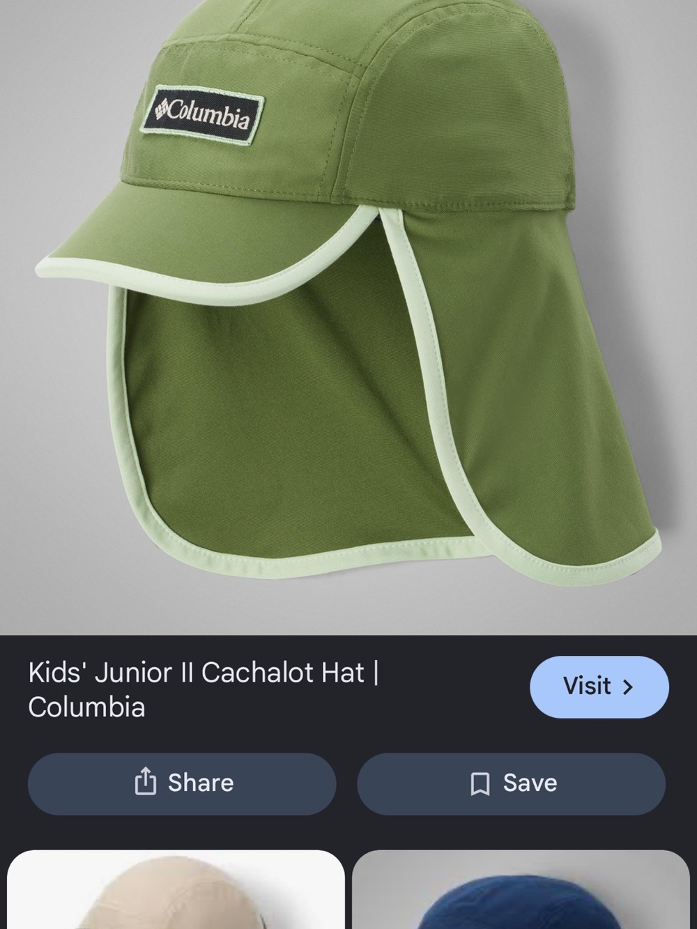 Columbia Kids Olive Green Sun Cachalot Hat with Light Trim